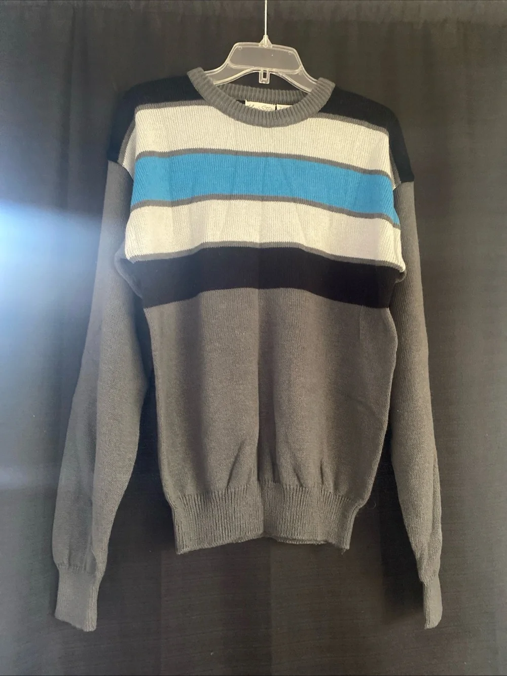 Vintage 90’s The Men's Store Gray Crewneck Sweater with Blue and White Stripes